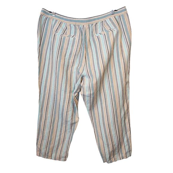 J. Jill NWT Aqua Beige Striped Linen Blend Pull-On Pants 3X - Picture 3 of 7